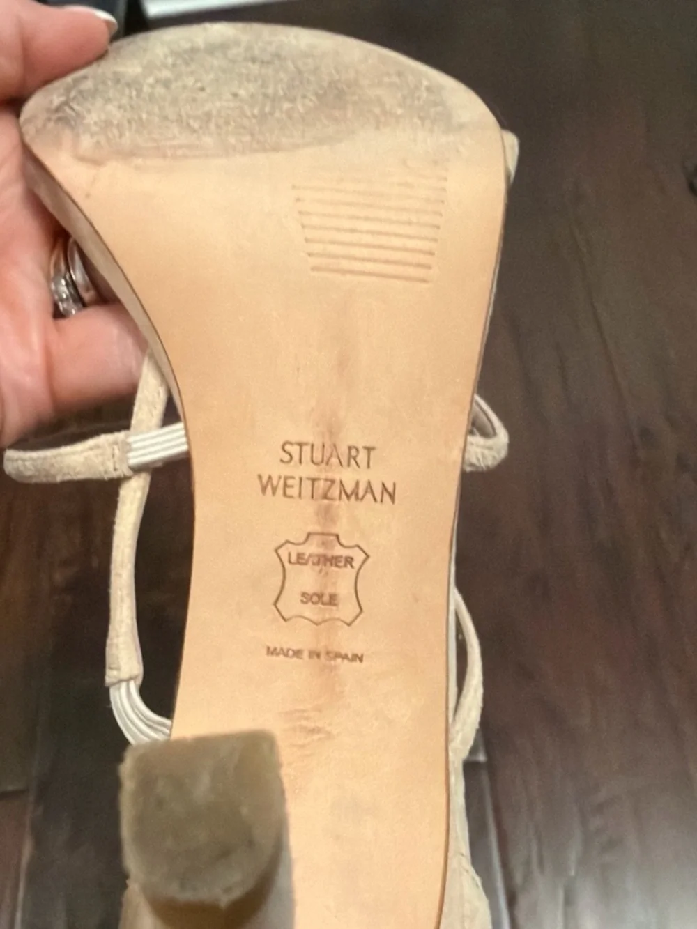 Stuart Weitzman Beige Nude Strappy Suede High Heels